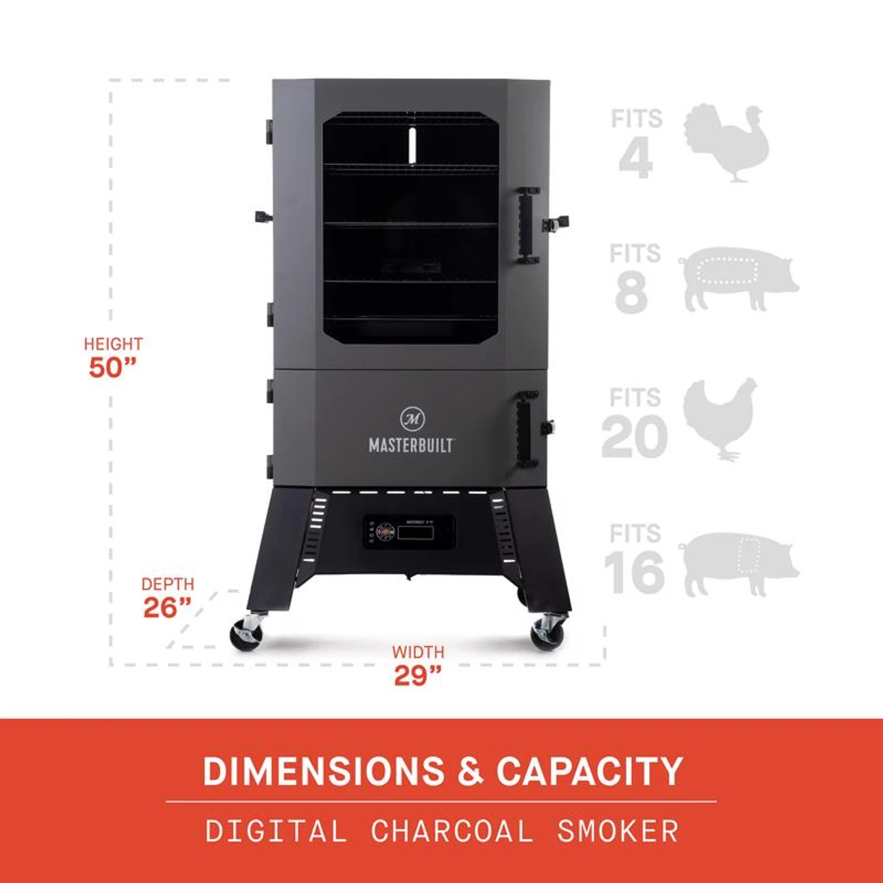 Masterbuilt Digital Charcoal Vertical Smoker Gray 4 Masterbuilt Digital Charcoal Vertical Smoker Gray - Image 2